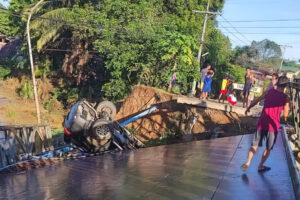 Montero falls off damaged steel bridge in Iligan