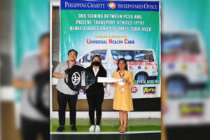 PCSO gives Ten (10) Patient Transport Vehicles to various recipients 