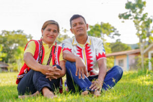 The Timbangan couple: Delma and Efraim take a break from their hectic schedule at the Barangay Hall of Kulaman, Malaybalay City, Bukidnon. The couple would typically be left at home during the day on weekdays. (Photo supplied)