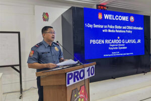  Brig. Gen. Ricardo Layug Jr., Northern Mindanao's police regional director, leads the media seminar focusing on PNP Memo Circular 037, addressing Police Blotter and Crime Information Reporting Analysis System (CIRAS), unraveling complexities in journalists’ data access. Emphasizing a vital bond between law enforcement and media, he navigates discussions on MC No. 2023-053, the Revised Media Relations Policy. (JMCleopas/PIA 10/Bukidnon)