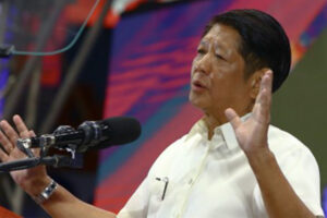 President Ferdinand R. Marcos Jr. at the Bagong Pilipinas Town Hall Meeting on Traffic Concerns at FilOil EcoOil Centre in San Juan City on Wednesday (April 10, 2024)