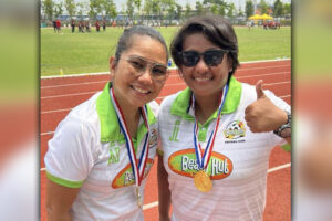 PRIME MOVER. Beach Hut FC coach Joyce Landagan (right) with the club’s Physical Therapist Anna Demegillo. Joyce is one of the reason why BHFC is successful. (Contributed photo)