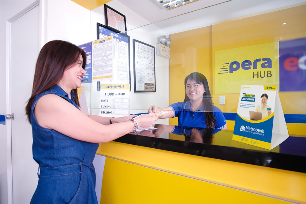 Instantly send cash to a Metrobank account through PERA HUB branches