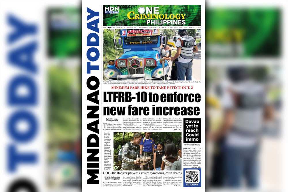 THE MINDANAO TODAY SEPTEMBER 26-27, 2022