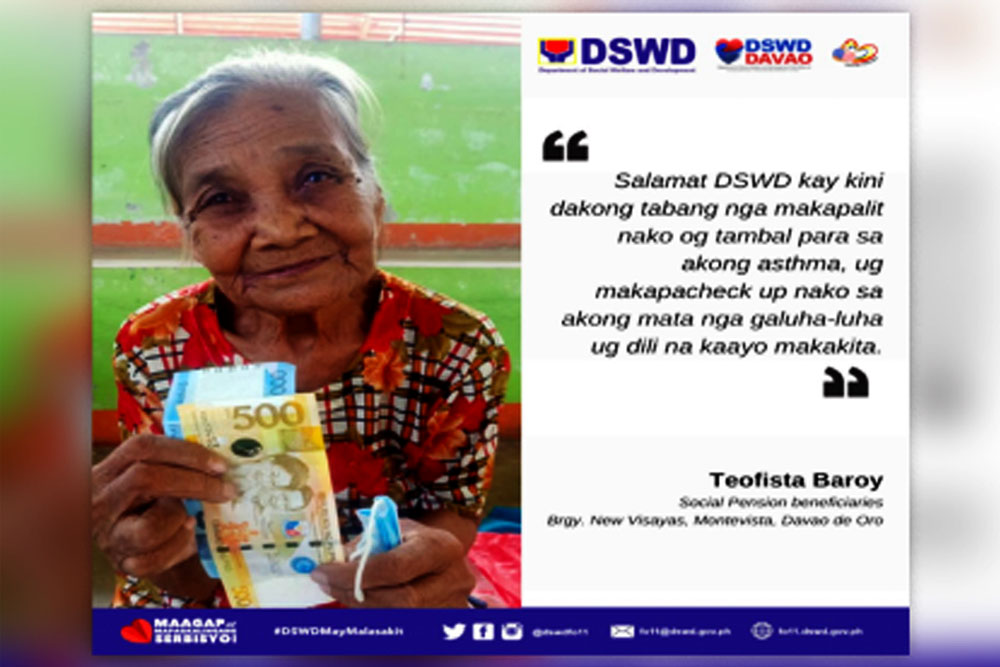 P420-M social pension aids 284K indigent seniors in Davao Region