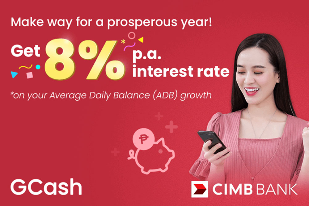 GCash, CIMB Bank offer the highest interest rate of 8% p.a. via GSave