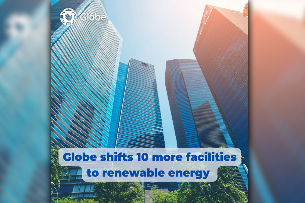 Globe shifts 10 more facilities to renewable energy