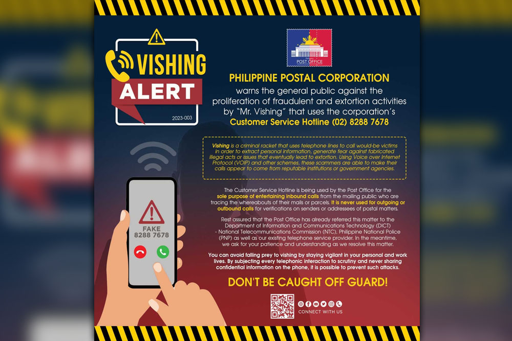 PhilPost warns public against ‘Mr. Vishing’