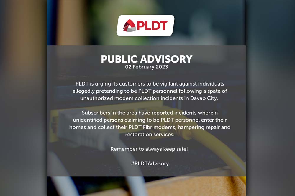 PLDT warns vs 'fake' installers, modem collection modus