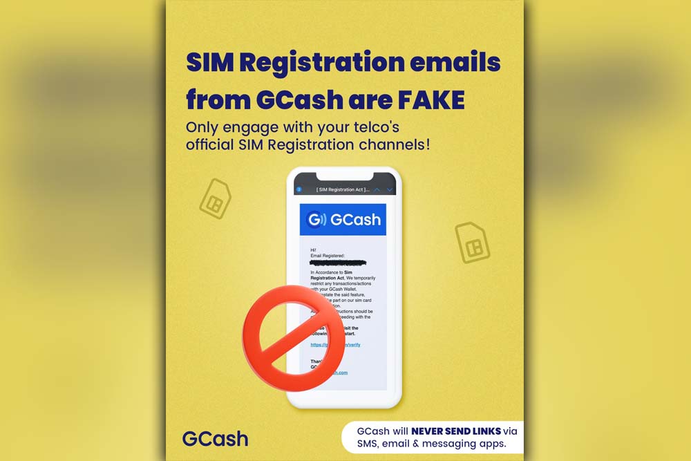 GCash issues warning anew vs fake SIM Card registration links