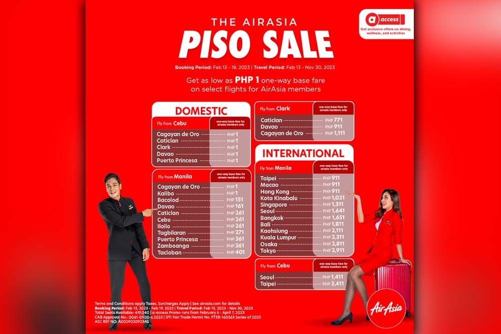 AirAsia Philippines gears up for summer, offers P1SO fare