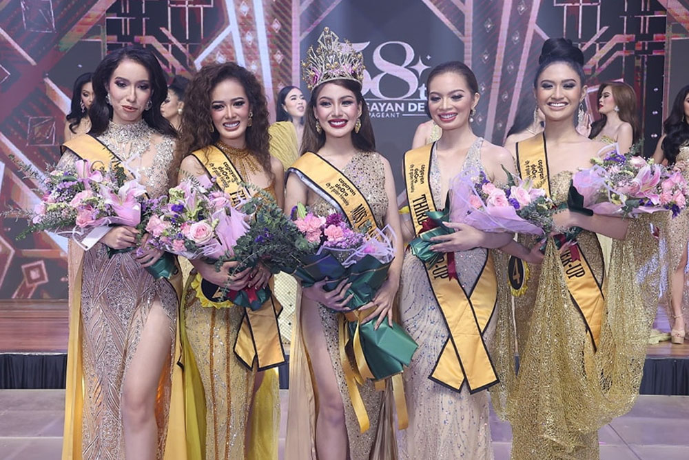 2023 MS CAGAYAN DE ORO – Barangay Macasandig’s Vince Geophra Tormis, a sophomore nursing student of Liceo de Cagayan University was crowned as Cagayan de Oro’s 2023 Miss Cagayan de Oro, August 26, at the Atrium, Limketkai Center. In her court were Katheryn Guipetacio of Lapasan, first runner-up; Hanna Marie Carpenter of Barangay 17, second runner-up; Kathleen Mae Ubanan of Iponan, third runner-up; and Angel Junalyn Colima of Kauswagan, fourth runner-up. [Photo by APRIL LORENZANA of CDO-CMO]