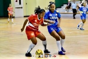 TOP PLAYER. Tipay Martinez (left playing for Inspire Raya Sports Academy in Laguna will lead her beloved Bulua Lady Strikers on Saturday in the 4th PIA Football Bulua Futsal Fiesta Cup.