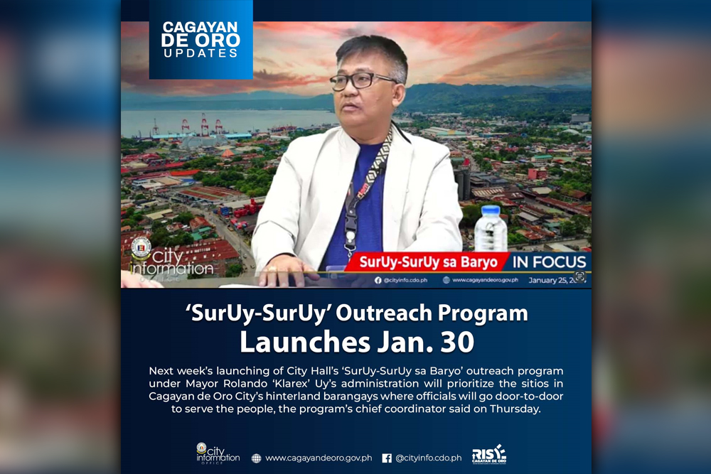 Next week’s launching of City Hall’s “SurUy-SurUy sa Baryo” outreach program under Mayor Rolando “Klarex” Uy’s administration will prioritize the sitios in Cagayan de Oro City’s hinterland barangays where officials will go door-to-door to serve the people. (Photo courtesy of the City Information Office Facebook page)