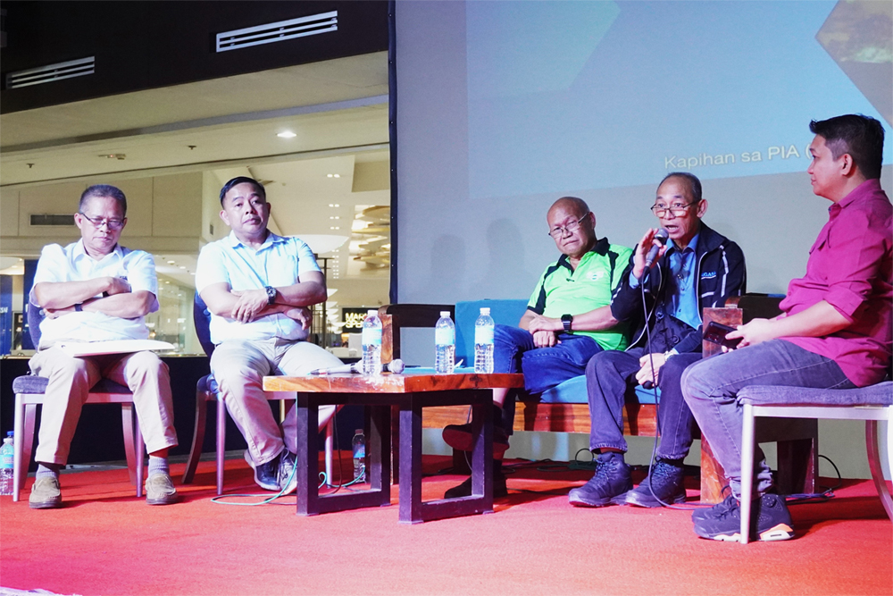 EL NIŃO FORUM – PAGASA Mindanao head Anthony Joseph Lucero explaining how El Niño weather phenomenon develops during the Kapihan sa PIA at Limketkai Center in Cagayan de Oro on January 24, 2024. With him are Gilbert Conde of Office of Civil Defense-10, Pol Pablito Gamotin of National Irrigation Administration-10, Joel Rudinas of Department of Agriculture-10, and Jan Albert Araña (forum host) of Philippine Information Agency-10. [Photo courtesy of PIA-10]