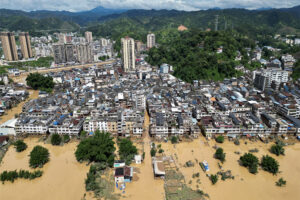 Torrential rains have inundated parts of China's Fujian Province, Guangxi Zhuang Autonomous Region and Guangdong Province, triggering severe flooding. Local traffic police cleared debris from flooded roads and guided vehicles away from danger, while emergency services worked to evacuate people from low-lying areas.