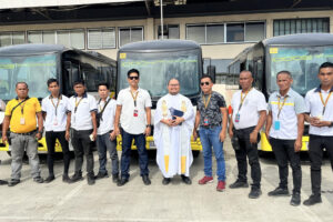 Blessing of the RTMI Dipolog Branch city buses that ply the Sicayab-Dipolog City-Diwan and vice versa route. Commuters and residents welcome the arrival of these modernized jeepneys as it would mean ease of transport of goods and people. Fifth from left is Celer Estologa, RTMI Dipolog branch manager. (Supplied photo)