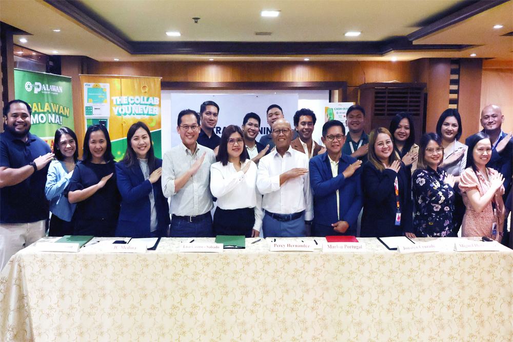 From left to right: Palawan’s Head of B2B Group, Miss Baldemor; Head of Innovation, JC Medina; Chief Business Development Officer, Lisa Lou Castro-Sabado; eTap’s CEO, Percy Hernandez; President, Marlon Portugal; COO, Jana Cruzado; and Chief Strategy Officer, Juan Miguel Hernandez.